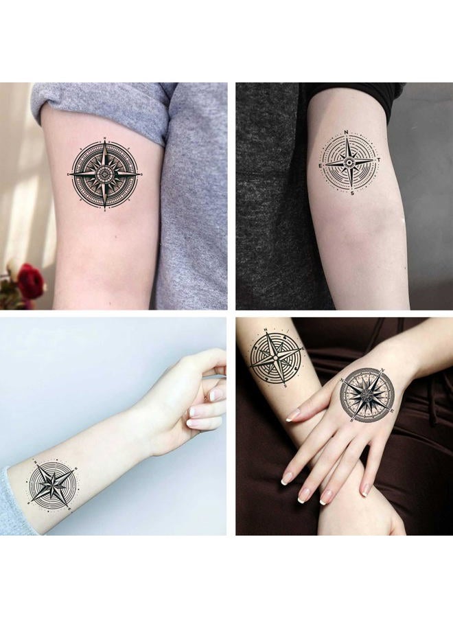 Tattoonova 6 أوراق وشم مؤقت للرجال البالغين هدايا حفلات بوصلة بحرية للوجه والجسم وأكمام وشوم مزيفة - Image 3