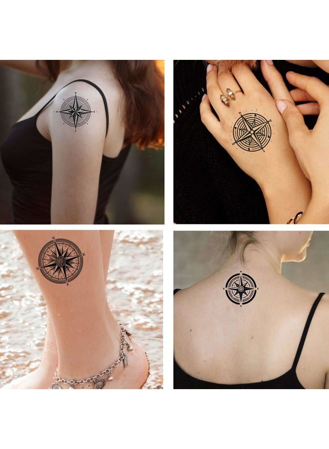 Tattoonova 6 أوراق وشم مؤقت للرجال البالغين هدايا حفلات بوصلة بحرية للوجه والجسم وأكمام وشوم مزيفة - Image 2