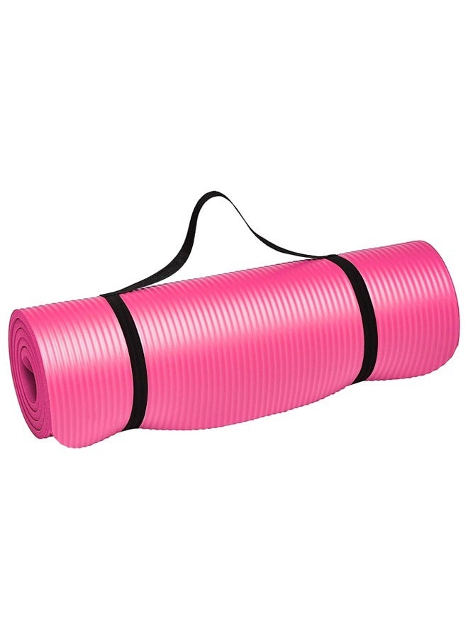 KUYING non-slip yoga mat with shoulder strap Anti-tear exercise mat 183x61x1cm pink  - Image 1