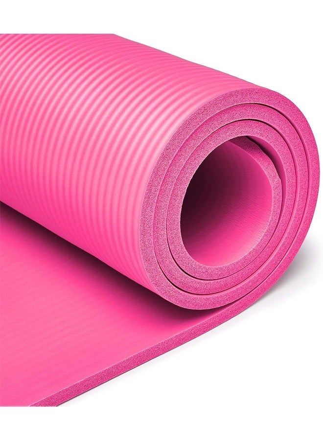KUYING non-slip yoga mat with shoulder strap Anti-tear exercise mat 183x61x1cm pink  - Image 3
