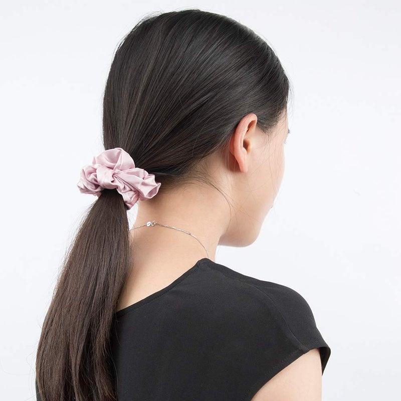 LILYSILK 4Pack Silk Scrunchies Set - Pink Large & Skinny Charmeuse Hair Ties for Women & Girls, 100% Silk Elastic - Image 5