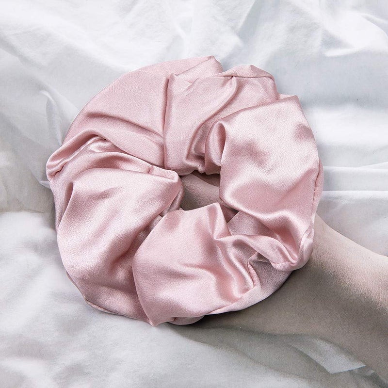 LILYSILK 4Pack Silk Scrunchies Set - Pink Large & Skinny Charmeuse Hair Ties for Women & Girls, 100% Silk Elastic - Image 3