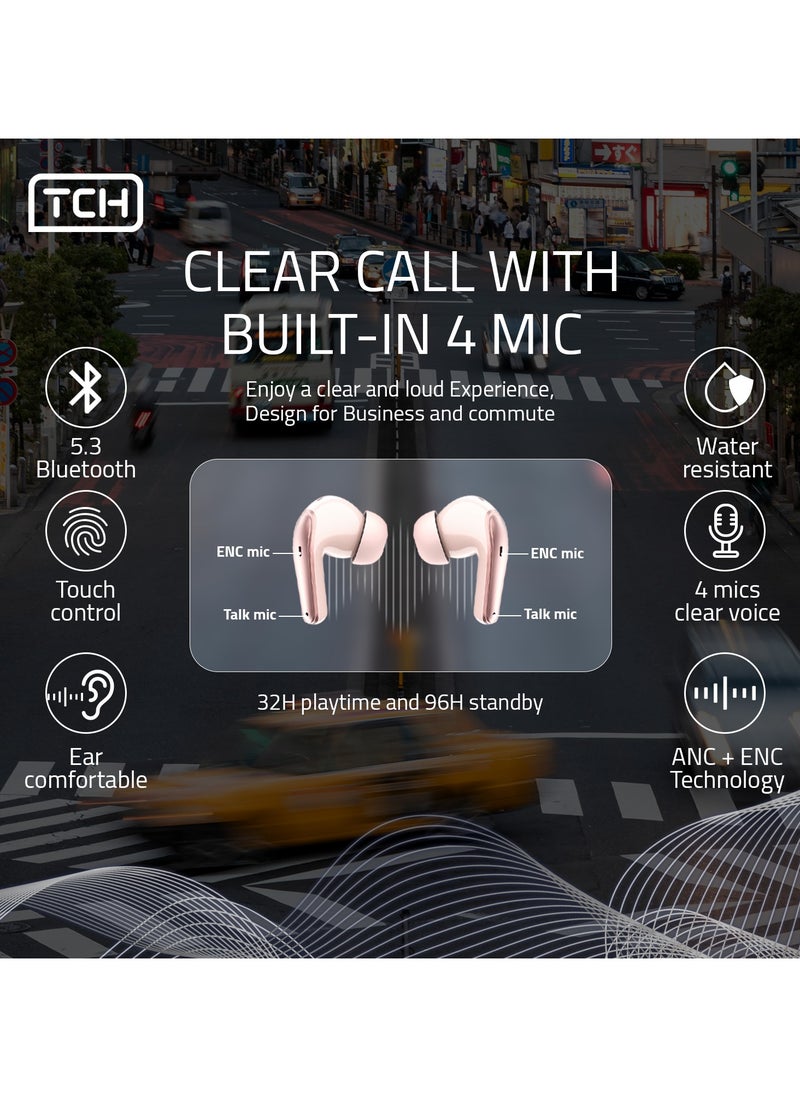 TCH TCH L10  Wireless Earbuds Noise Cancellation  ENC" Bluetooth 5.3, "Stereo" Sound earbud, IPX4 Water Resistance, Voice Assistant, 13mm Earphones, "AI-Enhanced Calls, 2 Mics, 30-Hour Battery  - Image 5