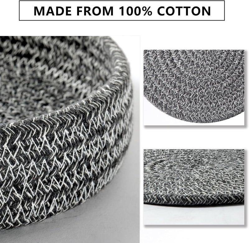 Coga Trivets for Hot Dishes Trivets for Hot Pots and Pans Hot Pads for Countertops Coasters 4 Pcs and Storage Basket 1 Pack Pot Holders for Kitchen Cotton Hot Mats Cooking Pad Protect Table D Grey - Image 3