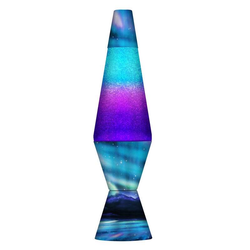 Lava Lamp 2160 LVA2160 Colormax Northern Lights, 14.5-inches, Glitter with Clear Liquid and Decal Base - Image 1