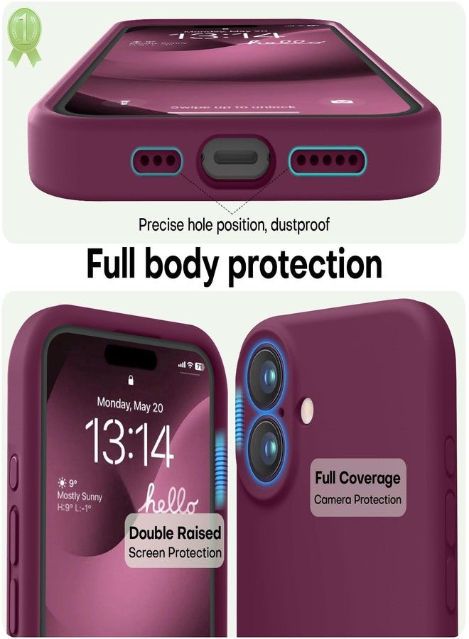 LOVE 3000 جراب LOVE 3000 مصمم خصيصًا لهاتف iPhone 16، مصنوع من السيليكون الفاخر مع بطانة ناعمة من الألياف الدقيقة المقاومة للخدش، جراب واقٍ مقاوم للصدمات مناسب للرجال والنساء والفتيات، مقاس 6.1 بوصة، لون أحمر خمري - Image 3