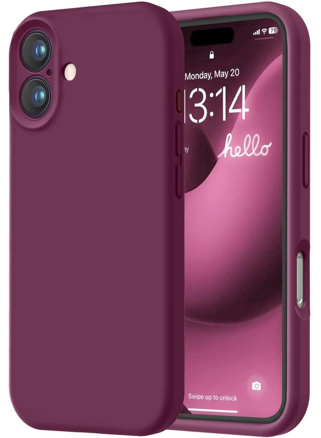 LOVE 3000 جراب LOVE 3000 مصمم خصيصًا لهاتف iPhone 16، مصنوع من السيليكون الفاخر مع بطانة ناعمة من الألياف الدقيقة المقاومة للخدش، جراب واقٍ مقاوم للصدمات مناسب للرجال والنساء والفتيات، مقاس 6.1 بوصة، لون أحمر خمري - Image 1