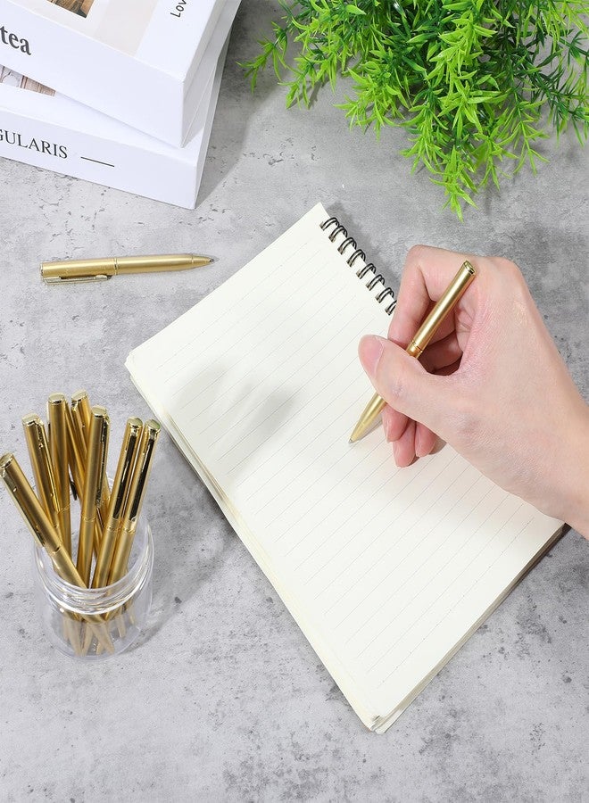 JOUTYFOR 100 Pcs Gold Ballpoint Pens, 4 Inch Metal Slim Ballpoint Pens, Short Small Tiny Black Ink Ballpoints Writing Tool for Notebook Pockets Signature Notepads Office - Image 5
