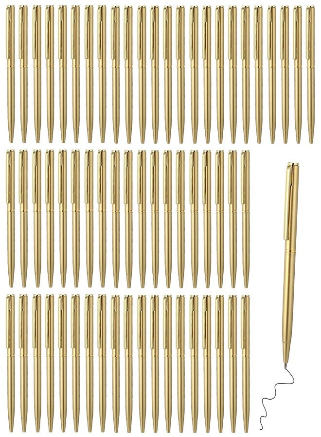 JOUTYFOR 100 Pcs Gold Ballpoint Pens, 4 Inch Metal Slim Ballpoint Pens, Short Small Tiny Black Ink Ballpoints Writing Tool for Notebook Pockets Signature Notepads Office - Image 1
