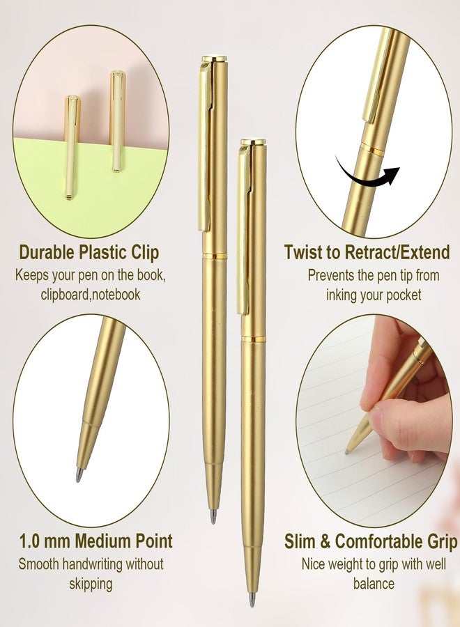 JOUTYFOR 100 Pcs Gold Ballpoint Pens, 4 Inch Metal Slim Ballpoint Pens, Short Small Tiny Black Ink Ballpoints Writing Tool for Notebook Pockets Signature Notepads Office - Image 3