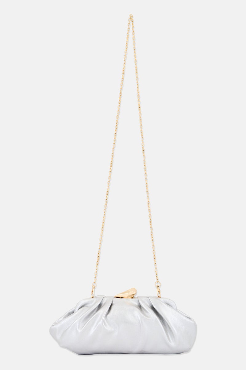 Urban Expressions Women Solid Cross Body Bag 26 L x 15 H x 1 W cm, Silver  - Image 1