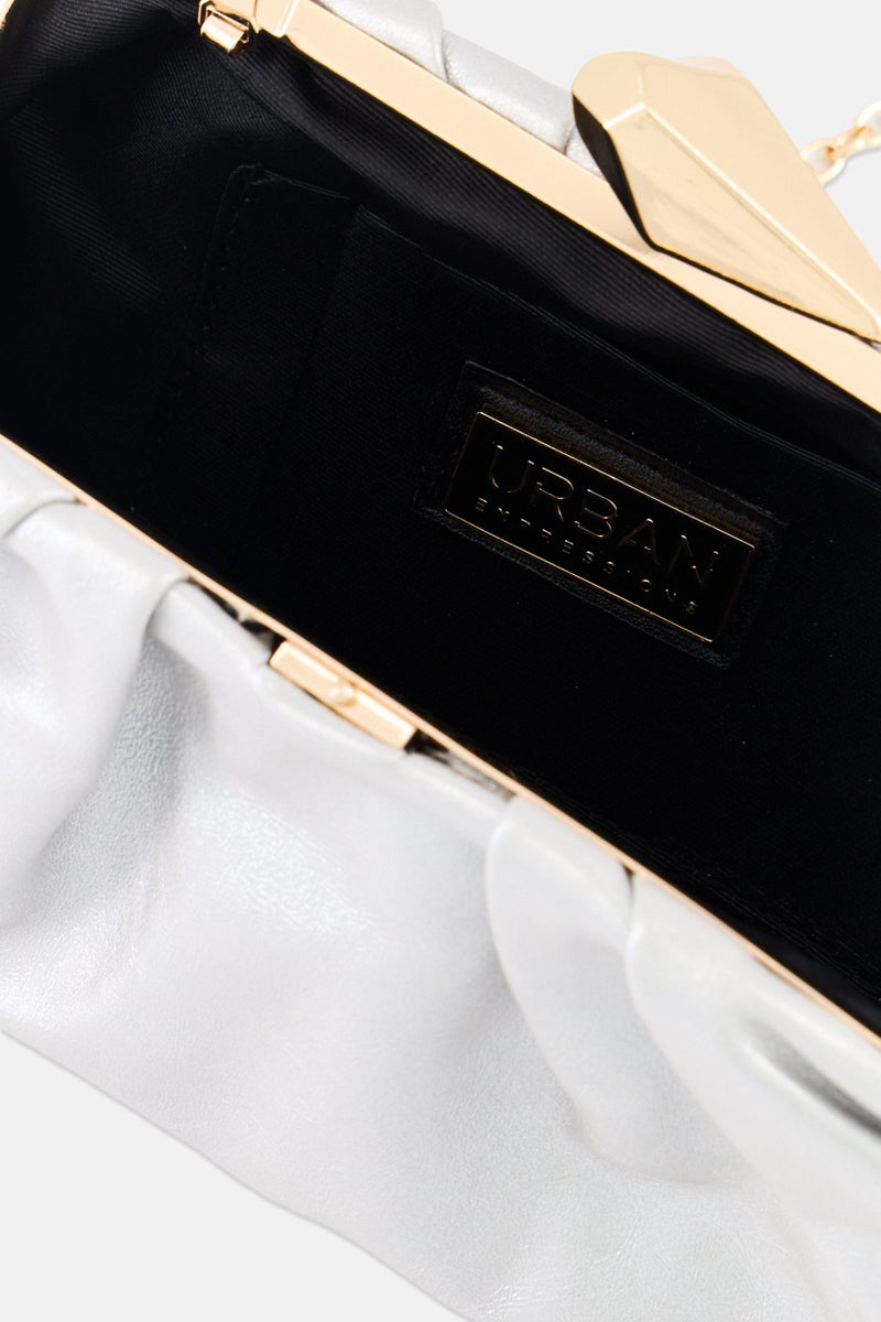 Urban Expressions Women Solid Cross Body Bag 26 L x 15 H x 1 W cm, Silver  - Image 4