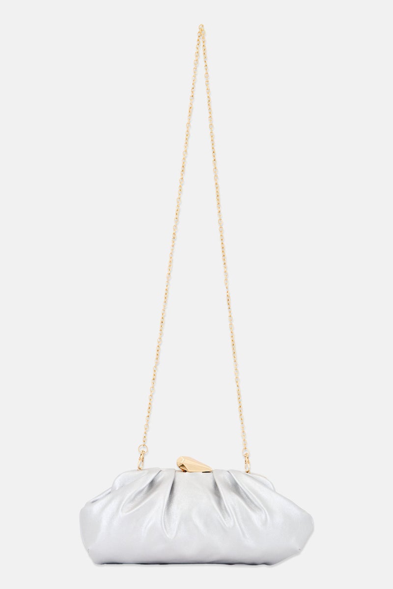 Urban Expressions Women Solid Cross Body Bag 26 L x 15 H x 1 W cm, Silver  - Image 3