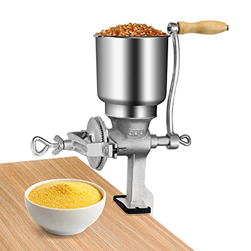 Liusin Manual Grain Grinder Hand Crank Grain Mill Table Clamp Corn Grinder Mill Cast Iron Coffee Seed Spice Beans Crusher with Large and Wooden Handle for Home Kitchen - Image 3