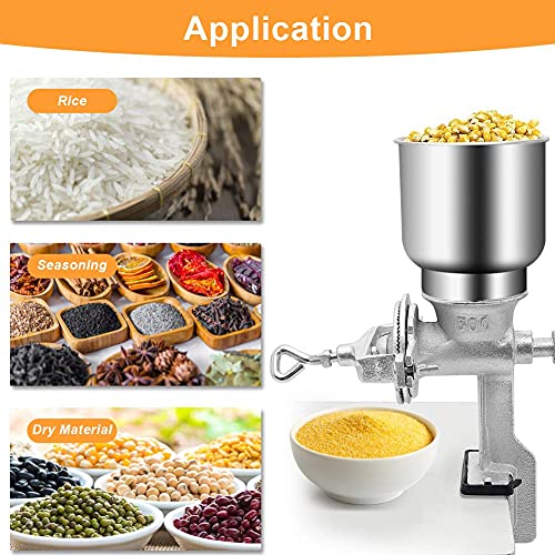 Liusin Manual Grain Grinder Hand Crank Grain Mill Table Clamp Corn Grinder Mill Cast Iron Coffee Seed Spice Beans Crusher with Large and Wooden Handle for Home Kitchen - Image 2