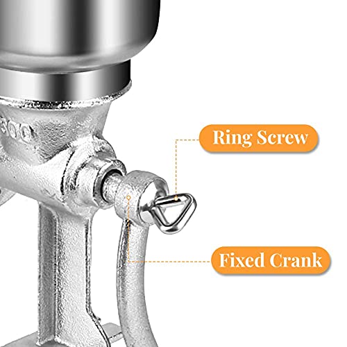 Liusin Manual Grain Grinder Hand Crank Grain Mill Table Clamp Corn Grinder Mill Cast Iron Coffee Seed Spice Beans Crusher with Large and Wooden Handle for Home Kitchen - Image 5