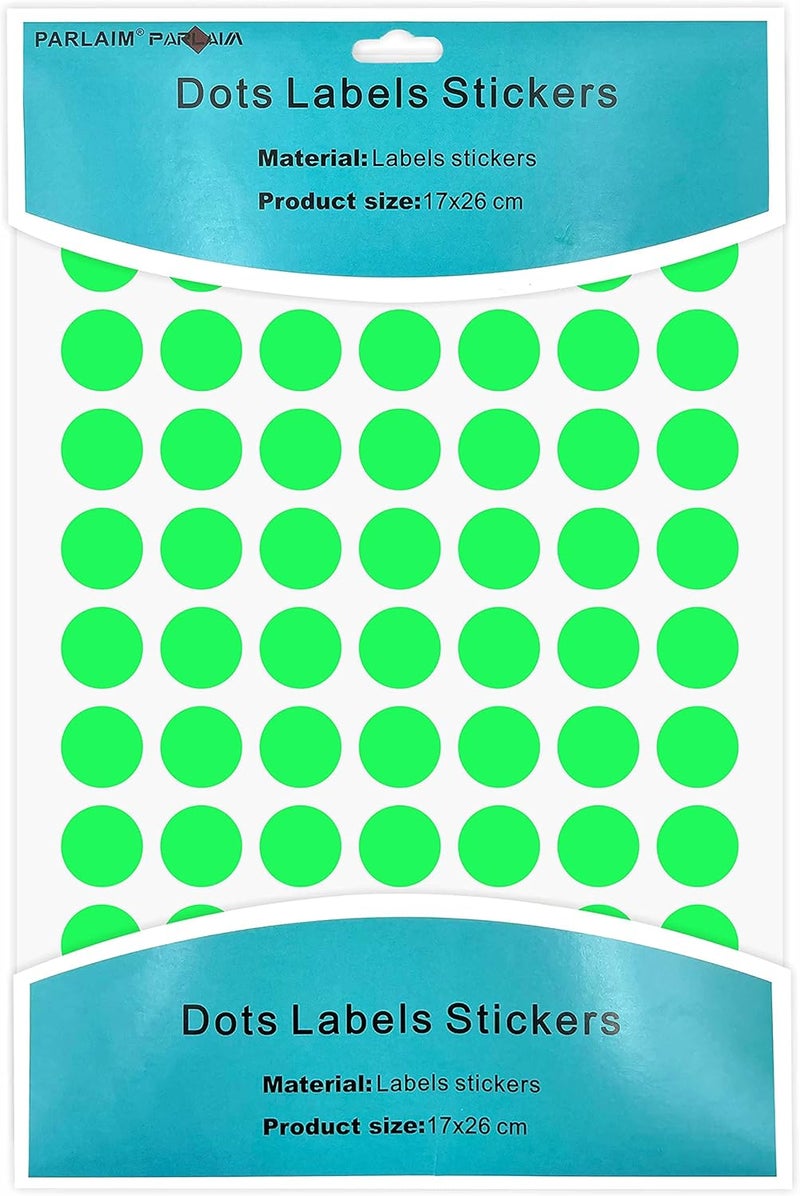 PARLAIM 1050 3/4" Round Color Coding Circle Dot Label Stickers, 15 Sheets, 0.75 inch Fluorescent Green - Image 2