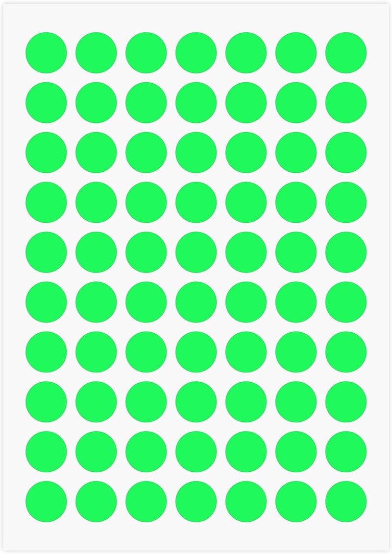 PARLAIM 1050 3/4" Round Color Coding Circle Dot Label Stickers, 15 Sheets, 0.75 inch Fluorescent Green - Image 1