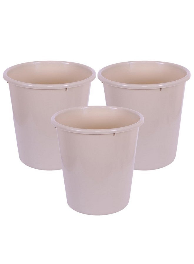 Kuber Industries Dustbin | Open Dustbin | Plastic Garbage Dustbin | Dustbin For Kitchen | Dustbin For Bathroom | Office Dustbin | Plain Sada Dustbin | 7 LTR | 066 | Pack of 3 | Beige - Image 1