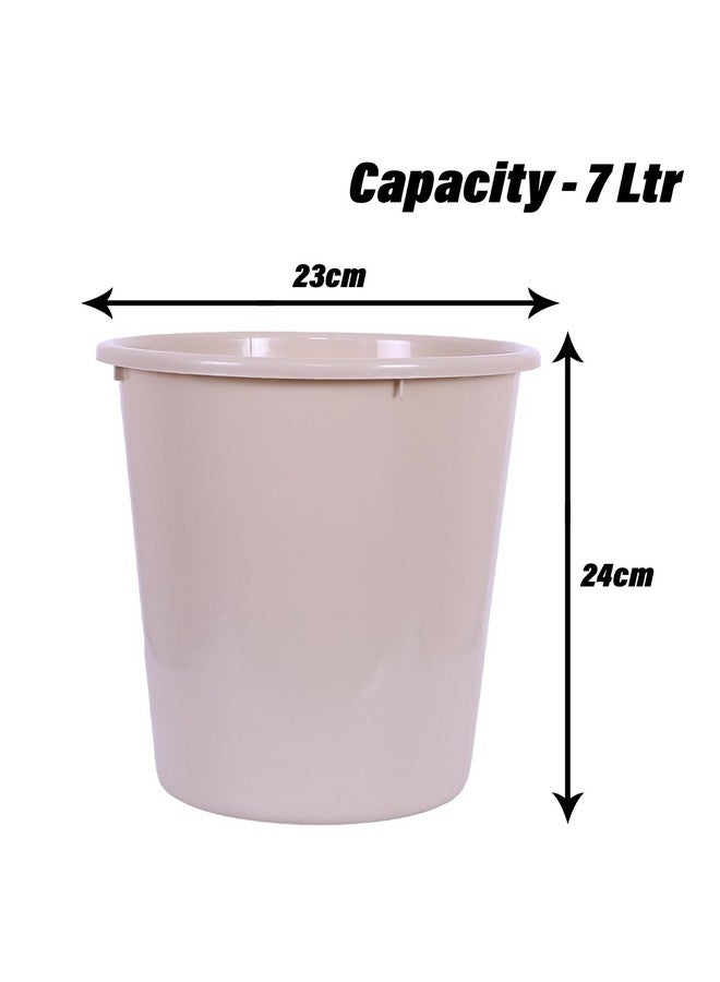 Kuber Industries Dustbin | Open Dustbin | Plastic Garbage Dustbin | Dustbin For Kitchen | Dustbin For Bathroom | Office Dustbin | Plain Sada Dustbin | 7 LTR | 066 | Pack of 3 | Beige - Image 3