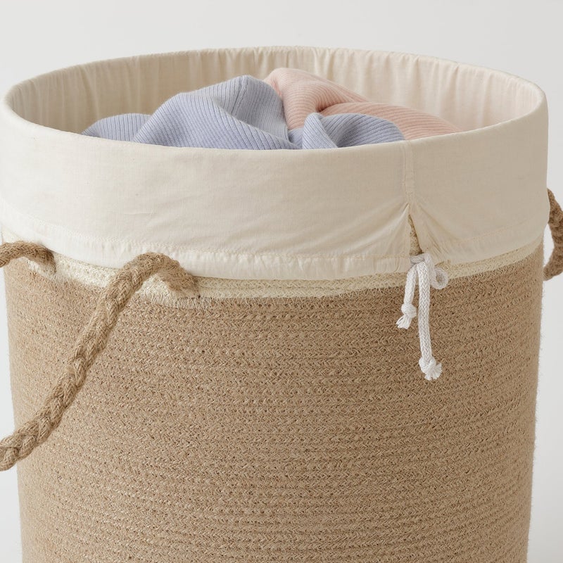 Baitique Braided Jute Laundry Basket with Removable Inner Bag, Beige, 40x50 cm - Image 3