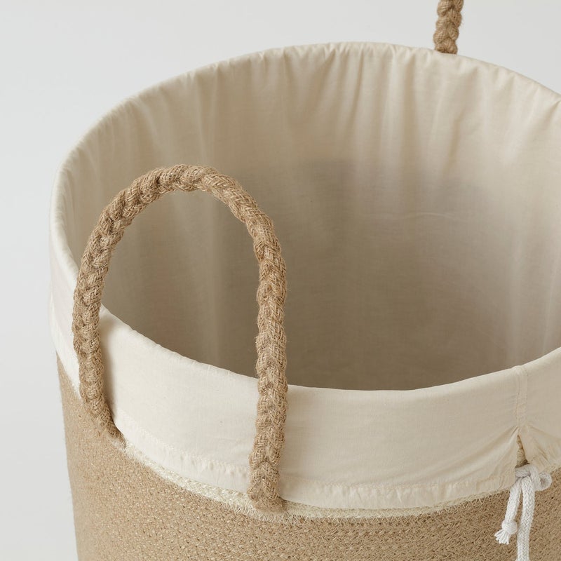 Baitique Braided Jute Laundry Basket with Removable Inner Bag, Beige, 40x50 cm - Image 4