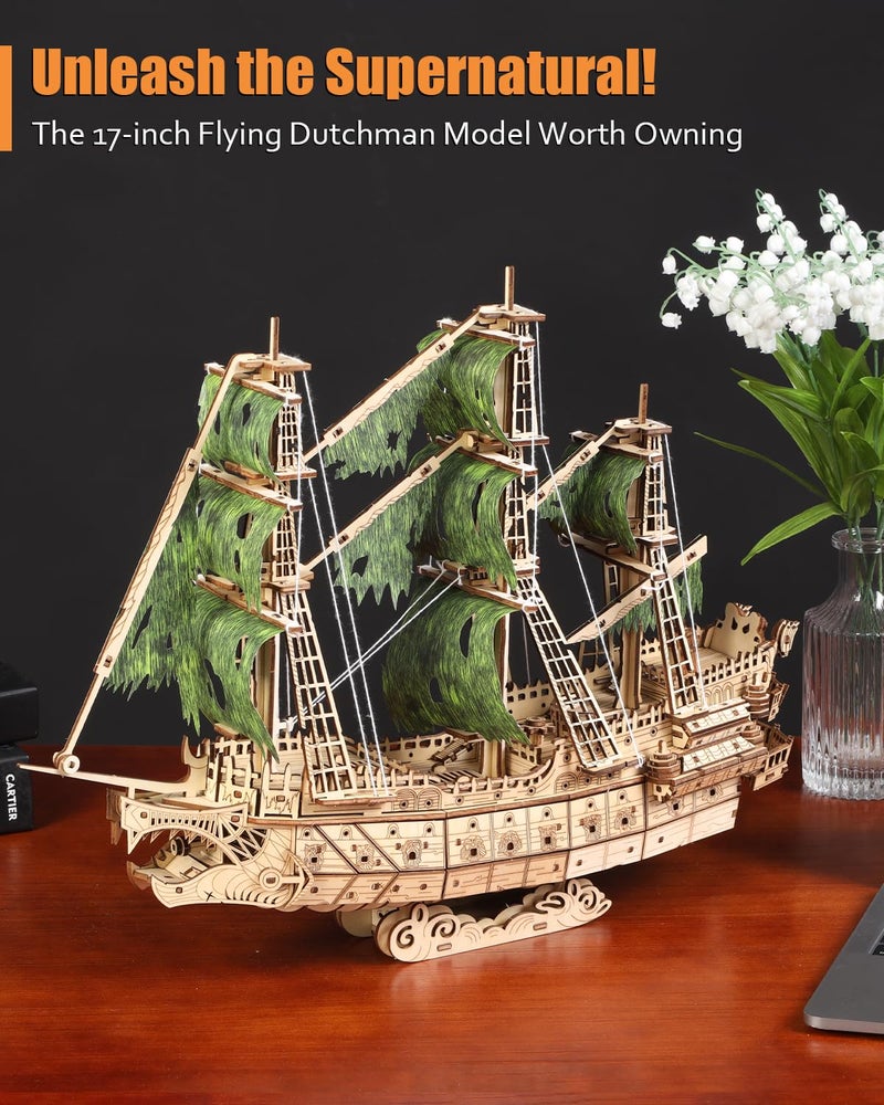 Jigtoy Challenging Flying Dutchman 3D Wooden Puzzles for Adults Pirate Ship Model Kit to Build - Ideal Christmas or Birthday Gift for Puzzle Enthusiasts - Image 2