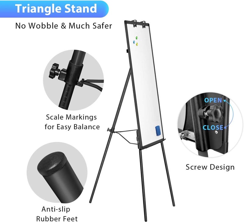 maxtek Easel Whiteboard - Magnetic Portable Dry Erase Easel Board 36 x 24 Tripod Whiteboard Height Adjustable Flipchart Easel Stand White Board for Office or Teaching at Home & Classroom (Black) - Image 2