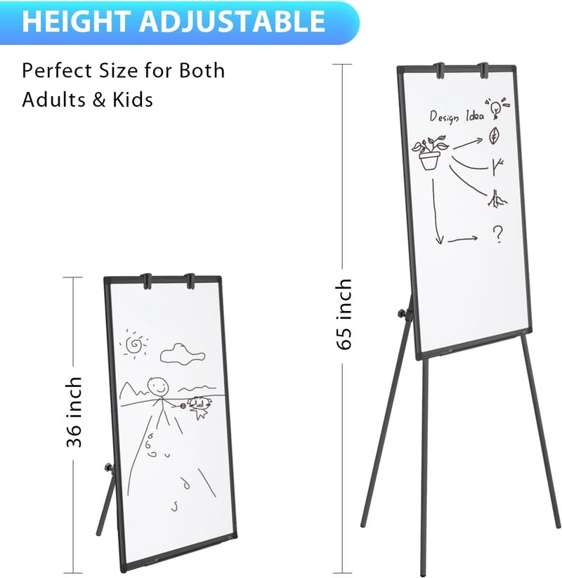 maxtek Easel Whiteboard - Magnetic Portable Dry Erase Easel Board 36 x 24 Tripod Whiteboard Height Adjustable Flipchart Easel Stand White Board for Office or Teaching at Home & Classroom (Black) - Image 4