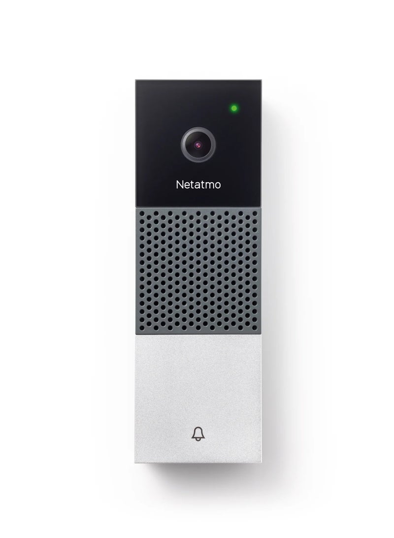 نيتاتمو جرس باب ذكي بالفيديو Netatmo NDB-P – كاميرا Full HD 1080p مع HDR، رؤية ليلية بالأشعة تحت الحمراء، تصميم مقاوم للعوامل الجوية، تخزين مشفر وبدون اشتراك - Image 1
