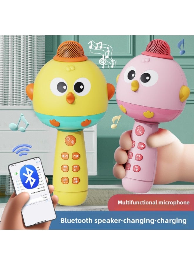 Cartoon Children's Microphone Bluetooth Early Education Singing Machine Rechargeable Multifunctional Microphone Boys And Girls Play Home Toys-Color:Cute Chicken Bluetooth Microphone [yellow]  - Image 4