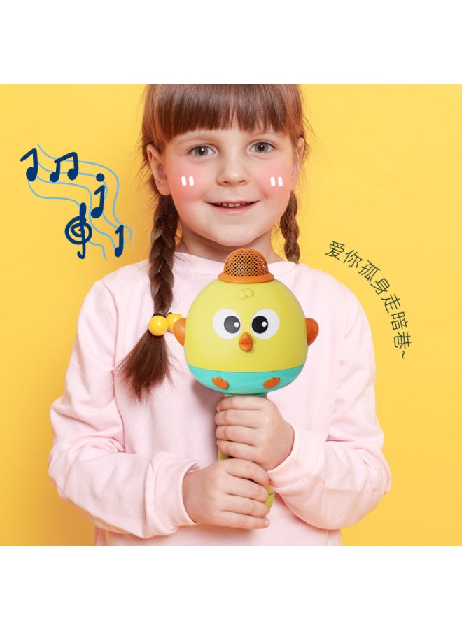 Cartoon Children's Microphone Bluetooth Early Education Singing Machine Rechargeable Multifunctional Microphone Boys And Girls Play Home Toys-Color:Cute Chicken Bluetooth Microphone [yellow]  - Image 3