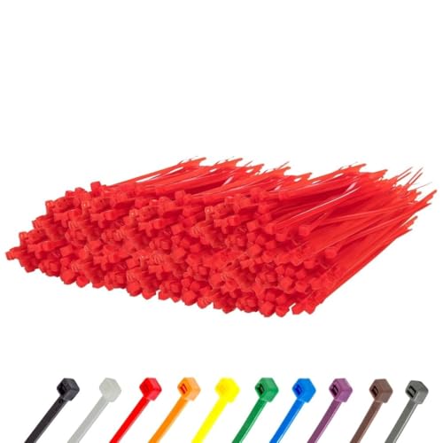 GTSE 6 Inch Red Zip Ties, 1,000 Bulk Pack, 40lb Strength, UV Resistant Strong Nylon Cable Ties, Self-Locking 6" Tie Wraps - Image 1