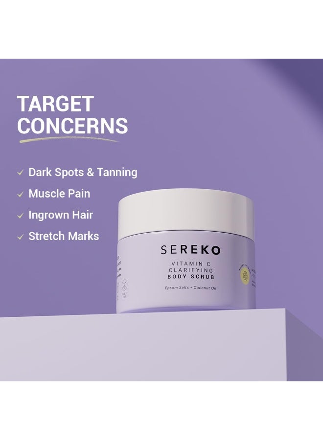 SEREKO Vitamin C Clarifying Body Scrub | Psycodermatology Formula with Epsom & Bath Salts, Vitamin C Brightening for Smooth, Radiant Skin – Gentle Dead Skin Removal – 100g - Image 4