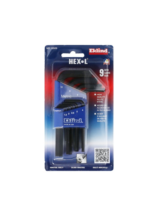 Eklind 9-Piece Hex-L Key Allen Wrench Set Black 1 x 3 x 3 Inch 10509 - Image 1