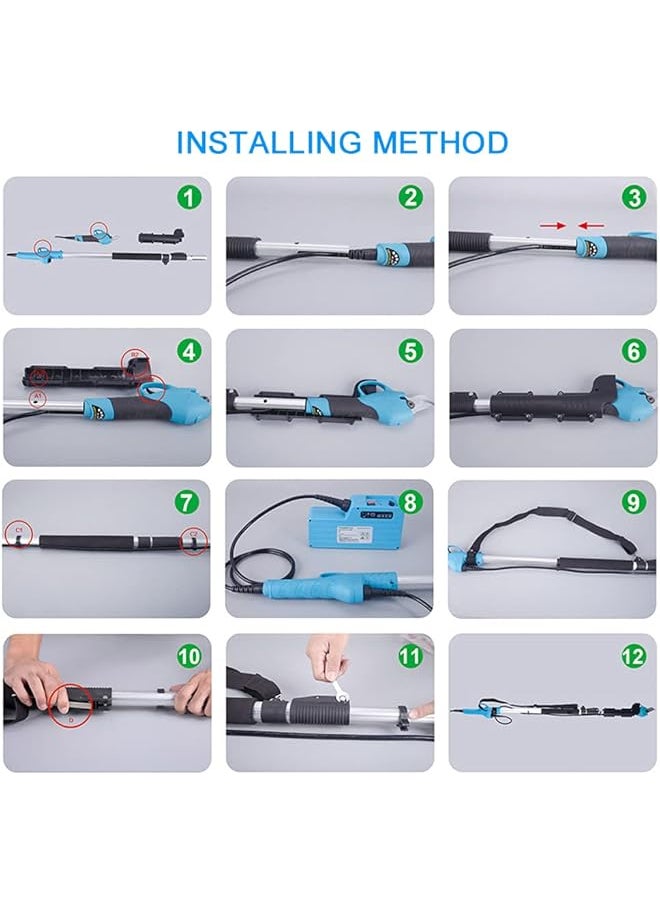 erorex - High Carbon Steel Foldable Telescopic Rod Electric Pruning Shear Holder 1.5 1.9M High Branches Cutting Extension Bars - Image 1