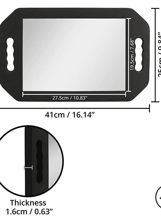 HREW مرآة يد كبيرة - مرآة يد مزدوجة المقابض - مرآة مستطيلة محمولة مع مقبض - معدات صالون خفيفة الوزن لقص الشعر وإكسسوارات الحلاقين (1 قطعة مستطيلة) - Image 2