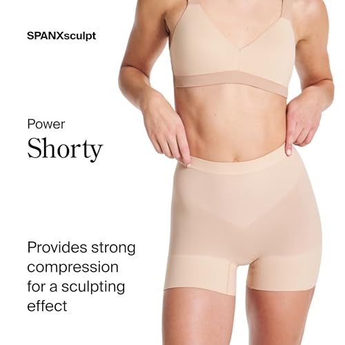 SPANX SPANXsculpt Seamless Power Shorty - For All Hemline Lengths - Lightweight Core Control Shapewear - Dig-Free Waistband - Soft Nude - Medium - Image 2
