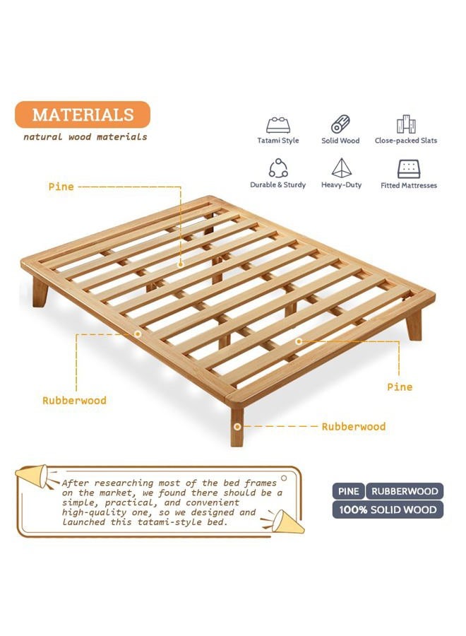 NELYE Full Platform Bed Base - 14 Inch Solid Wood Mattress Foundation with Support Slats and Legs, Full-Size Rubberwood Simple Bed Frame - Image 4