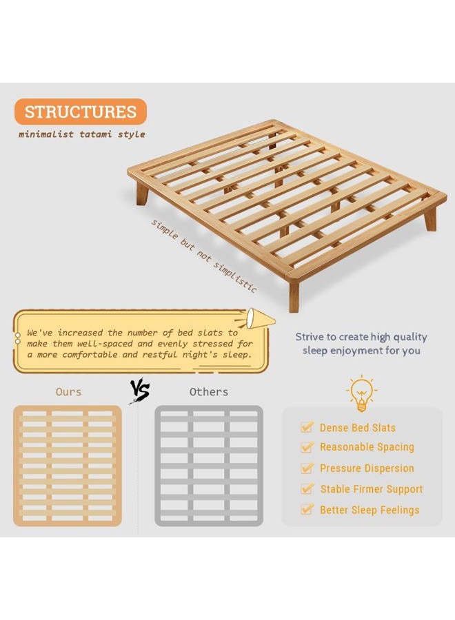 NELYE Full Platform Bed Base - 14 Inch Solid Wood Mattress Foundation with Support Slats and Legs, Full-Size Rubberwood Simple Bed Frame - Image 5