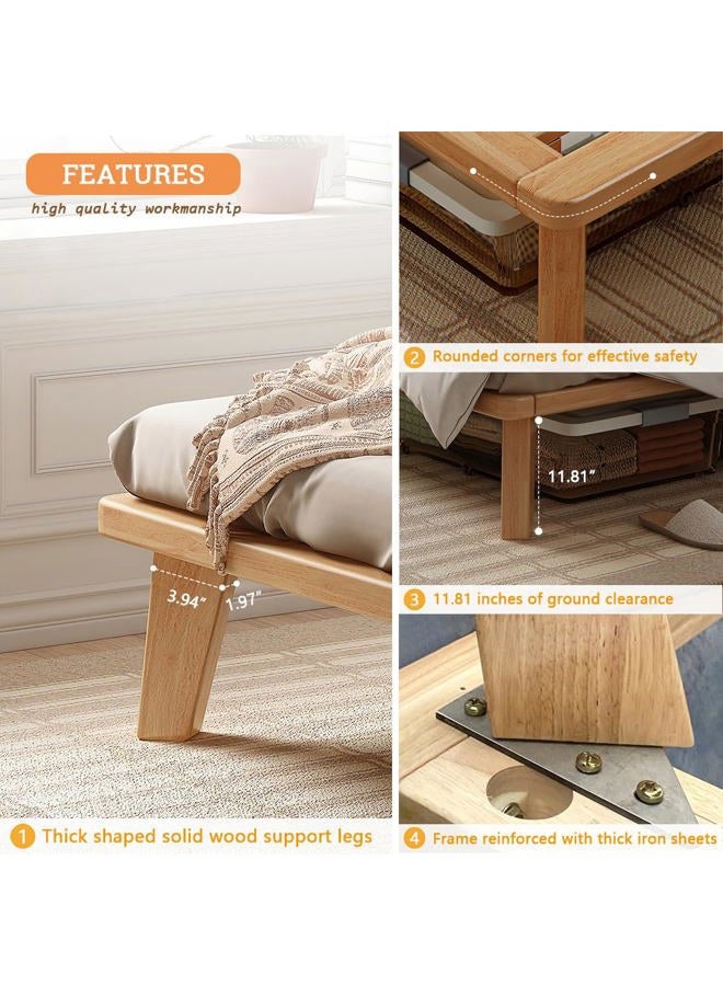 NELYE Full Platform Bed Base - 14 Inch Solid Wood Mattress Foundation with Support Slats and Legs, Full-Size Rubberwood Simple Bed Frame - Image 3