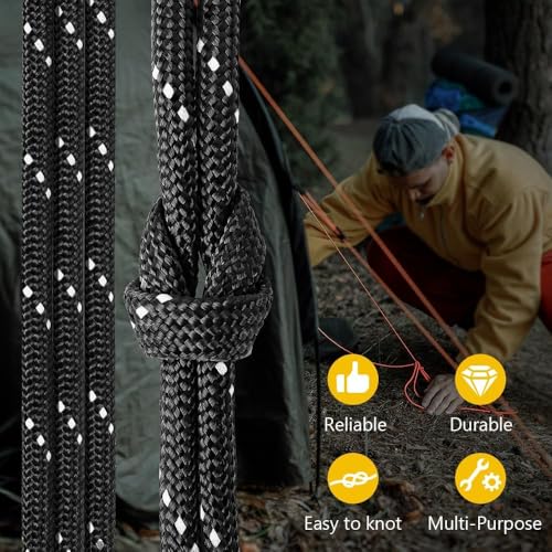 Aystkniet 750Ib Reflective Paracord Rope,100', 4mm 11 Strand Parachute Spool Cord with Collecting Bag, para Cord Lanyard for Hammock, Camping, Hiking - Image 5