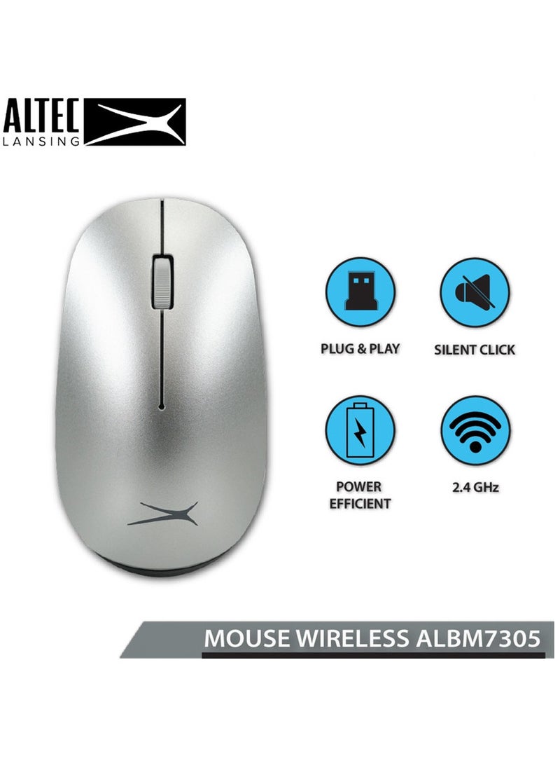 Altec Lansing - Wireless Slim Mouse ALBM7305 Silver - 1600DPI - Image 1