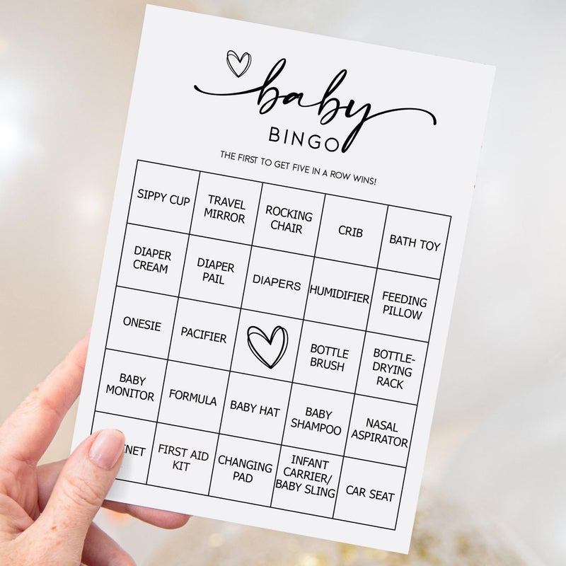 All-Ewired-Up All Ewired Up Baby Bingo Game (50 Unique Cards) Pre-Filled Fun Baby Shower Game Activity, Preforated Calling Cards, Gender Neutral Boy or Girl, Minimalist - Image 3