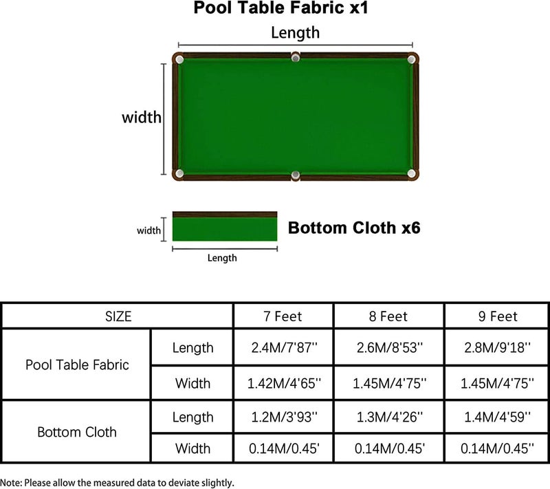 Scott Edward Professional Pool Table Felt fits Standard 7/8/9 Foot Table, Snooker Indoor Billiard Pool Table Cloth Accessories with Cushion Cloth Strip, 3 Colors for Choice - Image 3