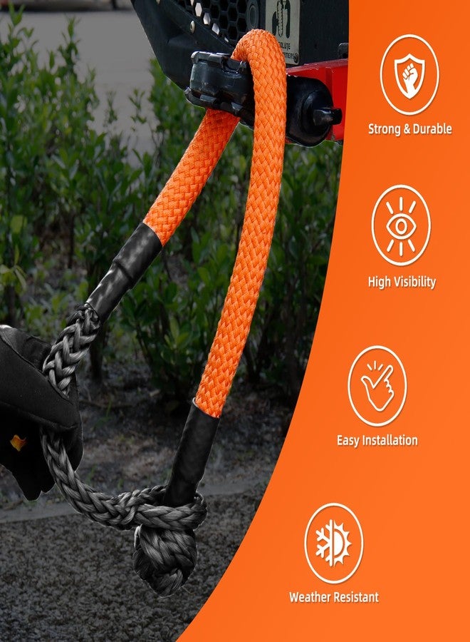BCJCLTS Large Synthetic Soft Shackle 1 Inch x 36 Inch Rope Shackle Recovery Kit (66000 lbs Breaking Strength) Heavy Duty Tow Shackles for Off-Road, Sailing, Jeep, SUV (Orange Shackles) - Image 3
