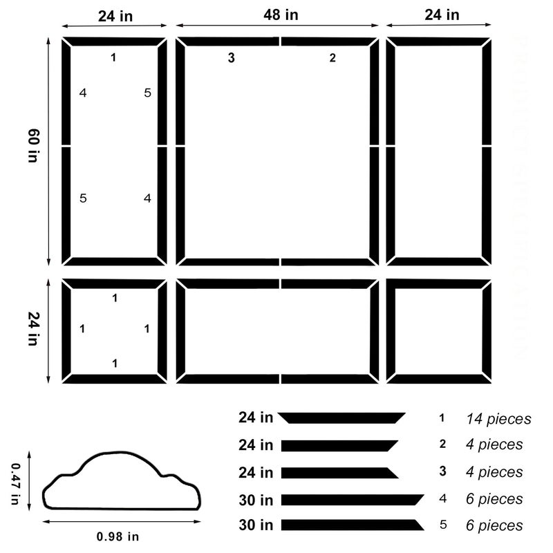 TRAIN2 ART 3 Set Peel and Stick Wall Molding Kit,Premade Self Adhesive Wainscoting Panels,Ready to Assemble Accent Molding Trim for Interior Wall Moulding Decor (24x60in) - Image 2
