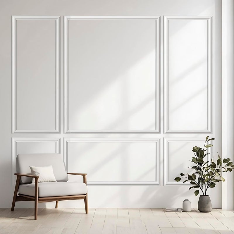 TRAIN2 ART 3 Set Peel and Stick Wall Molding Kit,Premade Self Adhesive Wainscoting Panels,Ready to Assemble Accent Molding Trim for Interior Wall Moulding Decor (24x60in) - Image 5