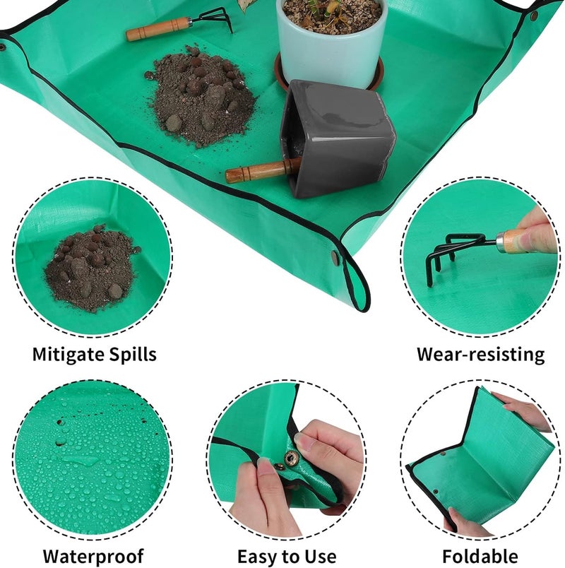 Azureblue Plant Repotting Mat for Indoor Plants Potting Soil Mix, Waterproof Plant Repotting Tray, Potting Mat Gardening Tray for Indoor Potting Succulents Cactus Orchid Pots, Garden Gift(26.8"x26.8") - Image 4