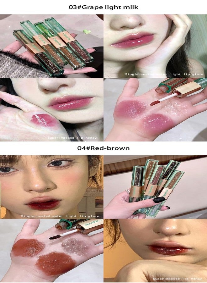 Cappuvini Forest Secret Double Headed Lip Glaze | Water Light Single-Coated Formula | Long Stay Waterproof Lips Care | Longlasting Shades Light Pink Nude Red-Brown | Moisturizing Lip Blam with Glossy High Shine Finish | Cute Floral Packaging for Teen Girls | Gen Z Aesthetic Beauty Product (04# Red-Brown, 2.5g+2.5g) - Image 4
